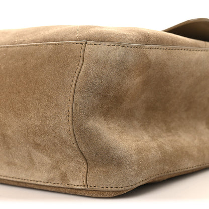 Suede Calfskin Souplissimo Maxi Flap Dark Beige