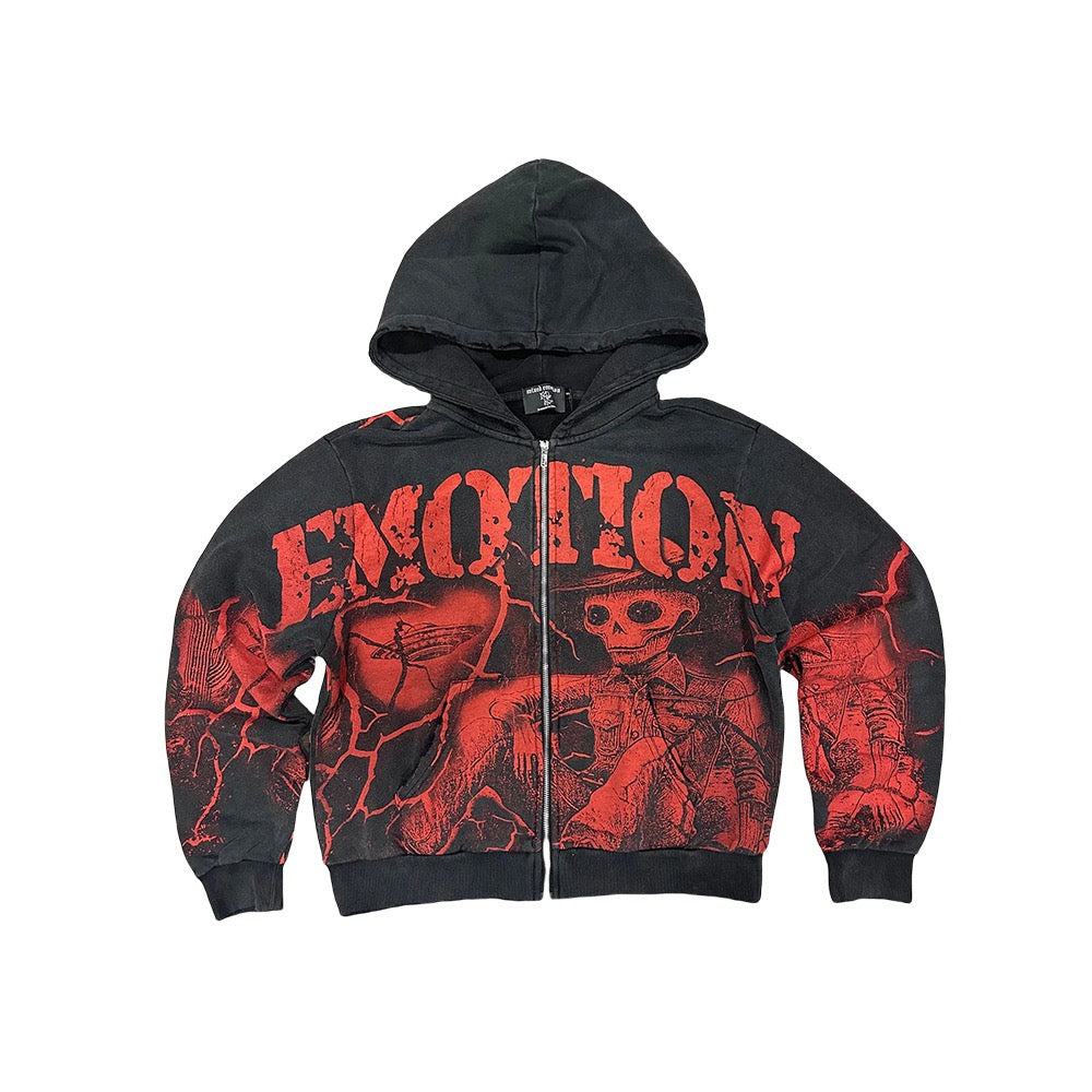 EMOTION Red Apocalypse Graphic Zip Up Hoodie