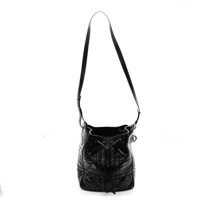 Crinkled Calfskin Macrocannage Medium D-Motion Bag Black