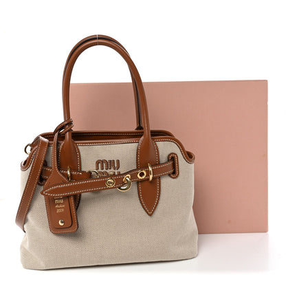Canvas Calfskin Aventure Bag Beige Brandy