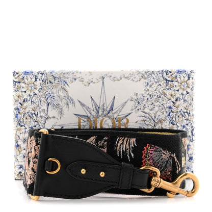 Canvas Embroidered Floral Shoulder Strap Black Multicolor