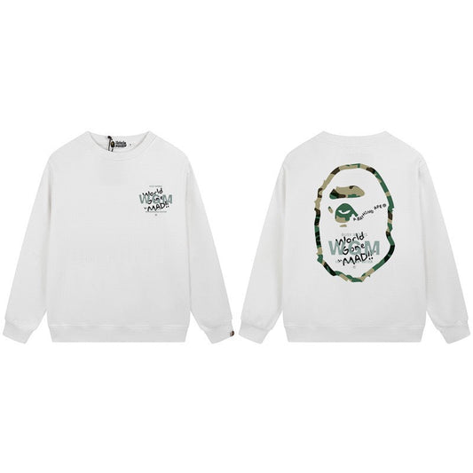 BAPE World Wide Mad Ape Head Graphic Crewneck Sweatshirt White