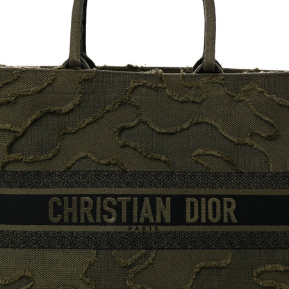 Canvas Embroidered Camouflage Large Book Tote Green