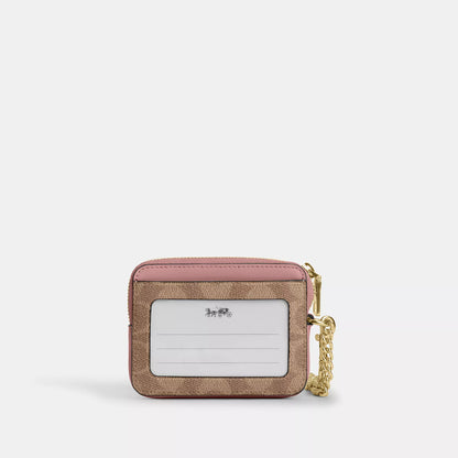 Coach Outlet Zip Card Case In Signature Canvas