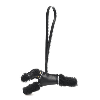 Milo Lambskin Epsom Shearling Budy Apic Charm Black Gris Pantin