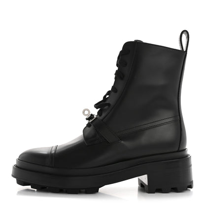 Glossed Calfskin Funk Ankle Boots 36 Black