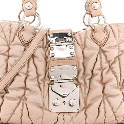 Metallic Nappa Matelasse Top Handle Satchel Cammeo