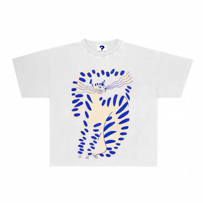 Vintage Abstract Cat Graphic Oversized T-Shirt
