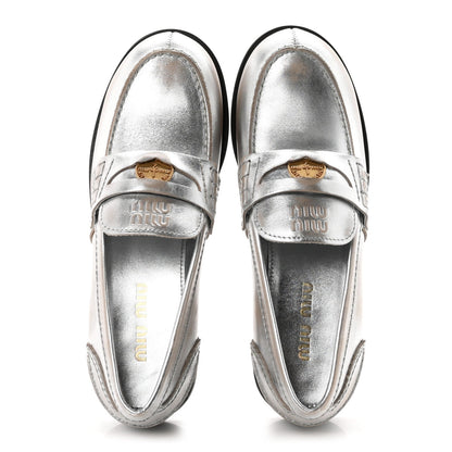 Vitello Deco Penny Loafer 39 Argento
