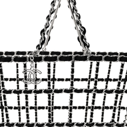 Brass Calfskin Large Grocery By Chanel Shopping Basket Silver
