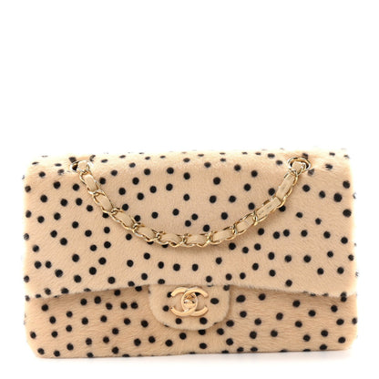 Pony Hair Cheetah Printed Creative Fabrics Flap Light Beige Black