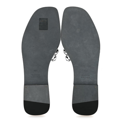 Calfskin Printed Op'H Oran Sandals 40.5 Black White