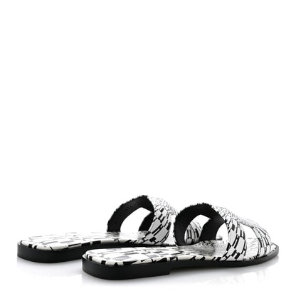Calfskin Printed Op'H Oran Sandals 40.5 Black White