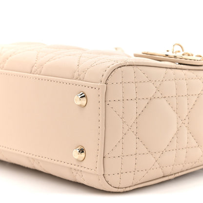 Lambskin Cannage Mini Lady Dior Powder Beige