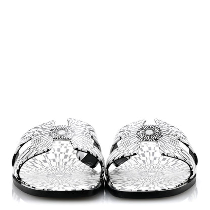 Calfskin Printed Op'H Oran Sandals 40.5 Black White