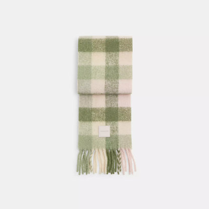 Coach Outlet Oversized Plaid Muffler With Rubber Patch