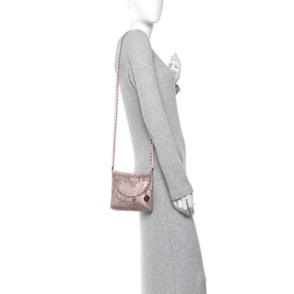 Crystal Embellished Metallic Lambskin Mini Chanel 22 Light Pink