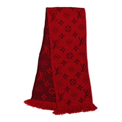Wool Silk Logomania Scarf Rubis