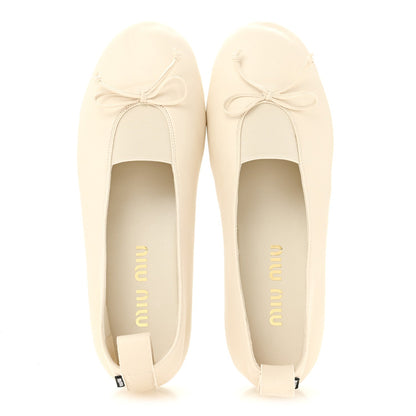Nappa Womens Elan Bow Ballerina Flats 36 Avorio