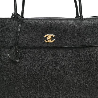Grained Calfskin Large Urban Essentials Shopping Bag Black