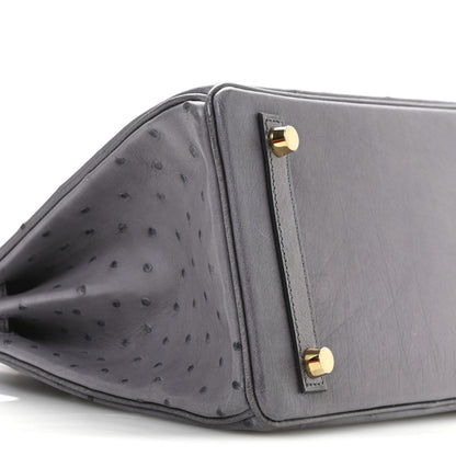 Ostrich Birkin 25 Gris Agate