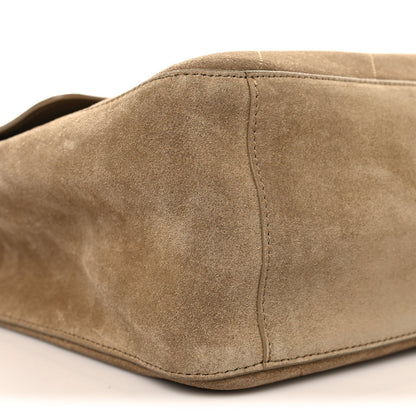 Suede Calfskin Souplissimo Maxi Flap Dark Beige