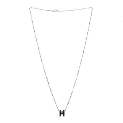 Lacquered Palladium Mini Pop H Pendant Necklace Black
