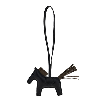 Milo Lambskin Grigri Rodeo Horse Bag Charm PM Black Etoupe