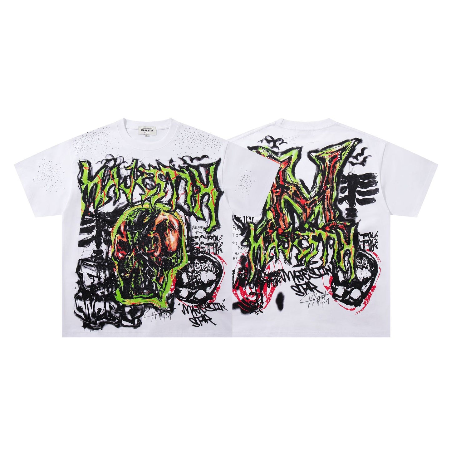 MAJESTIK Graffiti Skull Graphic Streetwear T-Shirt