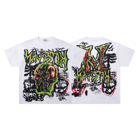 MAJESTIK Graffiti Skull Graphic Streetwear T-Shirt