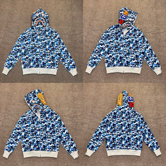 BAPE Shark Blue Camo Full Zip Hoodie