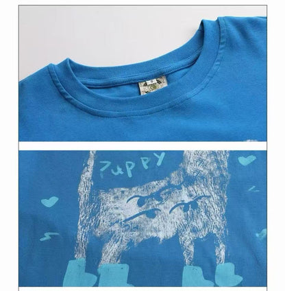 Vintage Puppy Graphic T-Shirt – Cute Dog Print Casual Cotton Tee