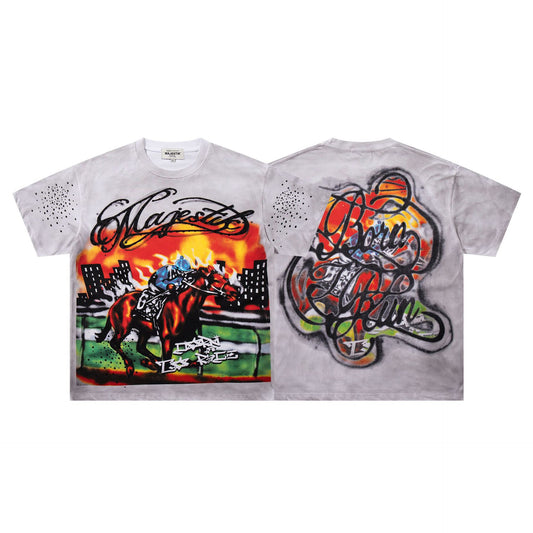 MAJESTIK Racing Horse Graphic T-Shirt