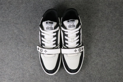 LV Trainer Low 'Velcro Strap - Black Monogram Denim'