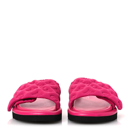 Technical Fabric Embossed Monogram Pool Pillow Comfort Mules 37 Fuchsia