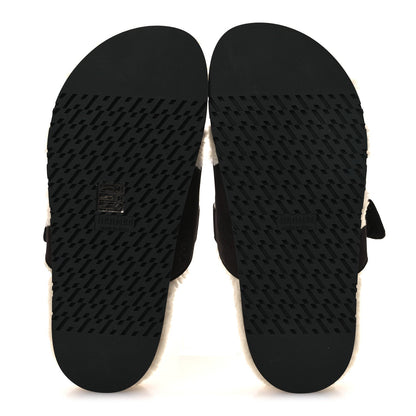 Suede Goatskin Woolskin Womens Chypre Sandals 38.5 Marron Ebene