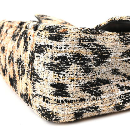 Tweed Mixed Fibers Leopard Print Small Souplissimo Maxi Flap Brown Black White