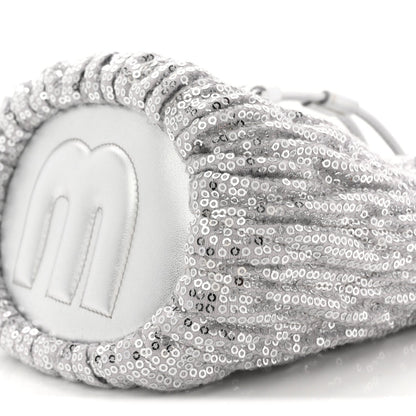 Paillettes Mate Bucket Bag Argento