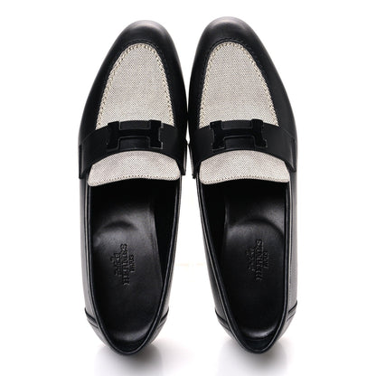 Toile De Coton Calfskin Womens Paris Loafers 37 Black Prunoir