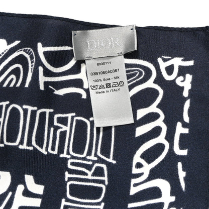X SHAWN STUSSY Silk Printed Square Scarf Blue White