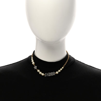 Metal Pearl Crystal J'Adior Choker Necklace Antique Gold