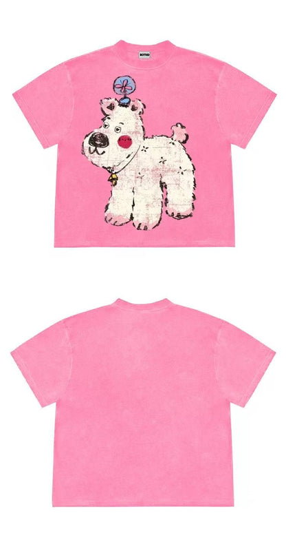 Cute Puppy Graphic Oversized T-Shirt