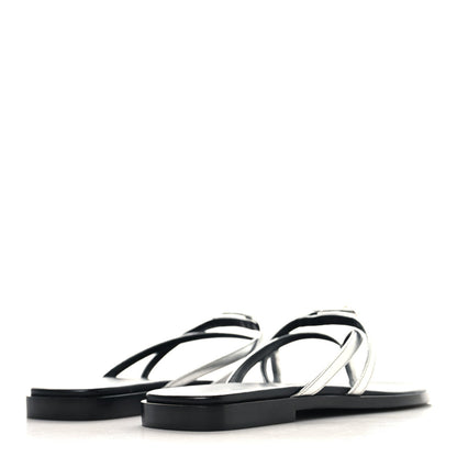 Metallic Goatskin Miss Sandals 37 Gris Argente