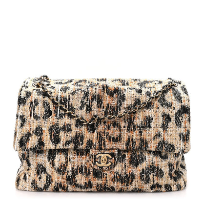 Tweed Mixed Fibers Leopard Print Souplissimo Maxi Flap Brown Black White