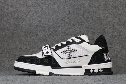 LV Trainer Low 'Velcro Strap - Black Monogram Denim'