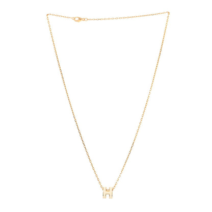 Lacquered Gold Mini Pop H Pendant Necklace White