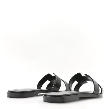 Box Calfskin Oran Sandals 36.5 Black