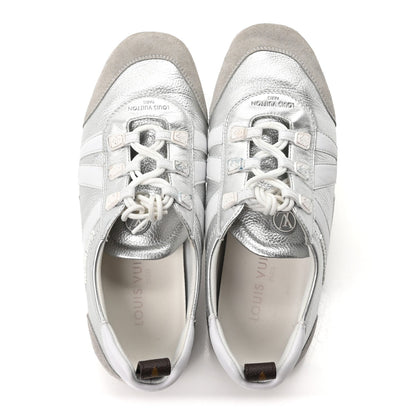 Metallic Grained Calfskin Womens LV Sneakerina 38 Silver