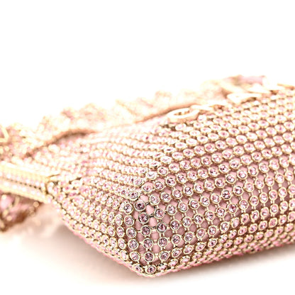 Crystal Embellished Metallic Lambskin Mini Chanel 22 Light Pink