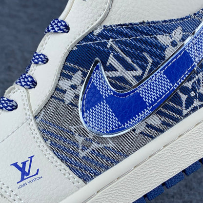 Custom Air Jordan 1 Low Bleu Atelier Sail/Blue